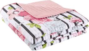 img 2 attached to 🌸 Comfort Spaces Zoe Flower Pink Quilt Set - Lightweight Bedding for Girls, Teens, and Kids - Twin/Twin XL Size - Novelty Design for All Seasons - 2 Piece Set