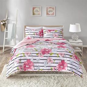 img 4 attached to 🌸 Comfort Spaces Zoe Flower Pink Quilt Set - Lightweight Bedding for Girls, Teens, and Kids - Twin/Twin XL Size - Novelty Design for All Seasons - 2 Piece Set