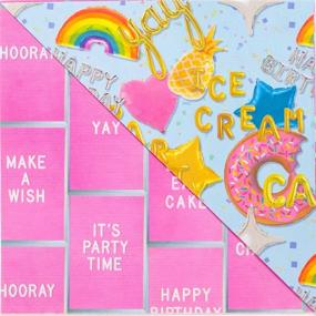 img 2 attached to 🎁 Бумажка для упаковки подарков Wrappily "День рождения, вечеринка с воздушными шарами/Розовая переносная доска с пожеланиями": Экологичная упаковка для подарков (3 листа)
