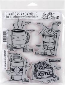 img 1 attached to ☕️ Tim Holtz Fresh Brewed Blueprint Набор штампов Stampers Anonymous: Детальные клейкие резиновые дизайны, 7x8.5 дюймов