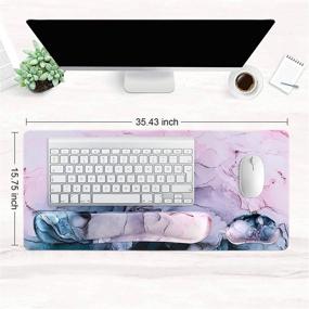 img 3 attached to 🖌️ Artiron Mouse Pad Set - Ergonomic Memory Foam Keyboard Mouse Wrist Rest, Extended Desk Pad with Stitched Edges (35.4 x 15.7 in) - Non-Slip Waterproof Mouse Pad for Home Office, Study, and Gaming (Painting)