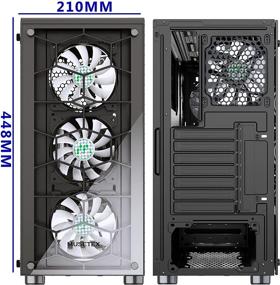 img 1 attached to 🎮 MUSETEX ATX Mid-Tower корпус для игрового ПК: 6 RGB светодиодных вентиляторов, закаленные стеклянные панели, USB 3.0, управление кабелями и вентиляция.