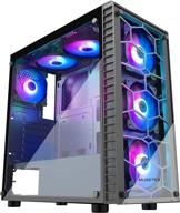 🎮 musetex atx mid-tower корпус для игрового пк: 6 rgb светодиодных вентиляторов, закаленные стеклянные панели, usb 3.0, управление кабелями и вентиляция. логотип