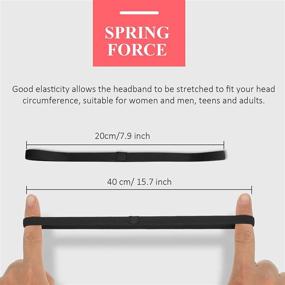 img 3 attached to Premium Non-Slip Sport Headbands for Women and Men - Set of 4 - Black Elastic Hairbands