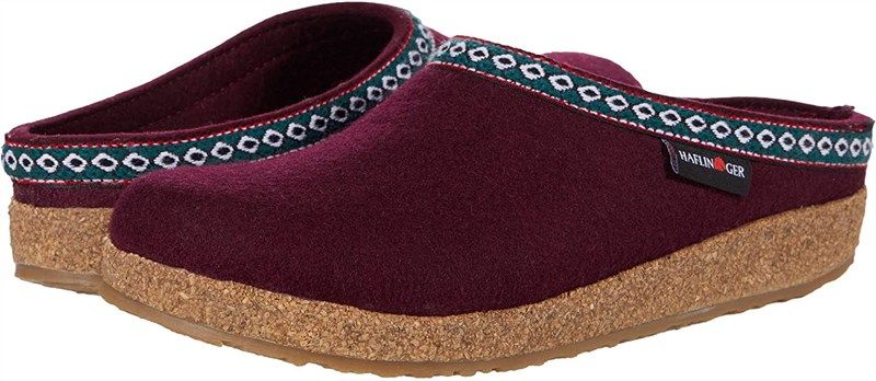 haflinger classic grizzly chocolate womens men's shoes in mules & clogs 标志