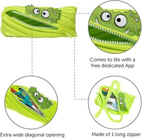 img 2 attached to Adorable ZIPIT Talking Monstar Pencil Case for Kids - Holds 30 Pens with One Long Zipper! (Lime)