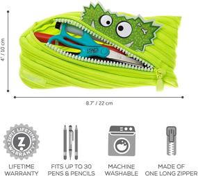 img 3 attached to Adorable ZIPIT Talking Monstar Pencil Case for Kids - Holds 30 Pens with One Long Zipper! (Lime)