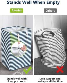 img 2 attached to 🧺 Tribesigns Extra Large 96L Laundry Hamper - Collapsible Basket with Handle, 4 Detachable Rods - Cotton Linen Foldable Bathroom Storage for Toys and Clothes