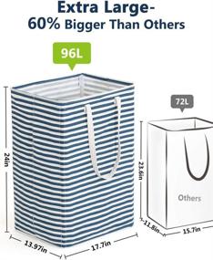 img 3 attached to 🧺 Tribesigns Extra Large 96L Laundry Hamper - Collapsible Basket with Handle, 4 Detachable Rods - Cotton Linen Foldable Bathroom Storage for Toys and Clothes