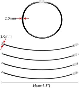 img 2 attached to 🔑 Прочное Кольцо для ключей на гибком кабеле с карабином - Большие кольца для автомобилей, багажных ярлыков и не только.