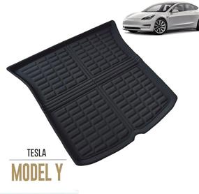 img 4 attached to 🚗 AMIACOR Tesla Model Y 3D Грузовой коврик 2020 2021 Подгонка по размеру: Тяжелый задний багажник для всех видов защиты