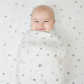img 2 attached to 👶 New Baby Welcome Kit - American Baby Company Muslin Cotton Swaddle Blanket and Fitted Pack N Play Playard Sheet, Grey Stars and Moons - Gender Neutral Design