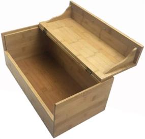 img 3 attached to 🍞 Large Natural Bamboo Wood Bread Box - Green Hygge Kitchen Countertop Organizer with Hinged Lid and Handle for Storage