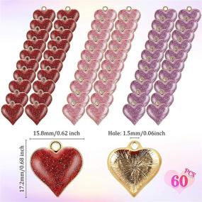 img 3 attached to Valentine's Day Heart Shape Charms – Set of 60 Alloy Enamel Heart Pendants with Glitter – Mini Heart Charms for DIY Jewelry Making - Earrings, Bracelets, Necklaces (Red, Pink, Rose Red)