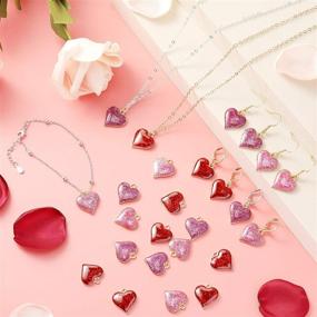 img 2 attached to Valentine's Day Heart Shape Charms – Set of 60 Alloy Enamel Heart Pendants with Glitter – Mini Heart Charms for DIY Jewelry Making - Earrings, Bracelets, Necklaces (Red, Pink, Rose Red)