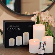 🕯️ pack of 3 white flameless candles with remote and timer control for thanksgiving and christmas decor, battery operated led candles made of real wax - flickering and cycling 24 hours логотип