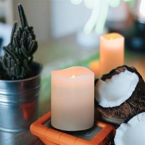 img 2 attached to 🕯️ Pack of 3 White Flameless Candles with Remote and Timer Control for Thanksgiving and Christmas Decor, Battery Operated LED Candles Made of Real Wax - Flickering and Cycling 24 Hours