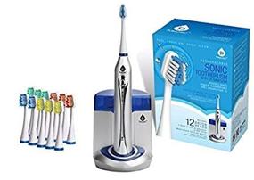 img 3 attached to 🦷 Silver Pursonic S450 Deluxe Plus Sonic Electric Toothbrush - Rechargeable with UV Sanitizer, Bonus 12 Brush Heads Included