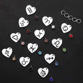 img 2 attached to 🔮 316 Stainless Steel Constellation Zodiac Sign Pendants with Birthday Stone Charms - Astrology Horoscope Beads for DIY Jewelry Craft Making