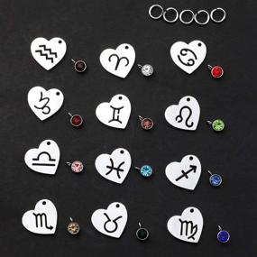 img 3 attached to 🔮 316 Stainless Steel Constellation Zodiac Sign Pendants with Birthday Stone Charms - Astrology Horoscope Beads for DIY Jewelry Craft Making