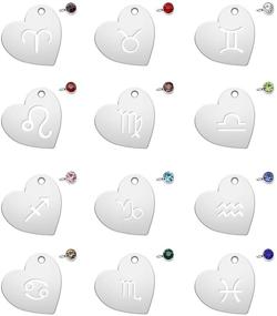 img 4 attached to 🔮 316 Stainless Steel Constellation Zodiac Sign Pendants with Birthday Stone Charms - Astrology Horoscope Beads for DIY Jewelry Craft Making