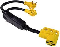 🔌 leisurecords 24'' rv y adapter cord - 50 amp female to two 30 amp male plugs - 2.5 feet with handle logo