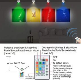 img 3 attached to 🔦 LUXSWAY Battery Powered Wireless LED Spotlights with Remote Control - Color Changing Indoor Accent Light for Artwork, Picture Display, Gallery, Dart Board - Rotatable Head - Stick on Solution