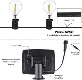 img 1 attached to 🌞 Солнечные наружные огни для открытых террас, 25FT Солнечная гирлянда G40 с 12 + 1 прочными светодиодными лампами, 4 режима водонепроницаемых солнечных огней для заднего двора, перголы, вечеринок в кафе и саду
