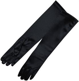 img 1 attached to 🧤 6BL ZAZA BRIDAL Shiny Long Stretch Satin Dress Gloves for Girls
