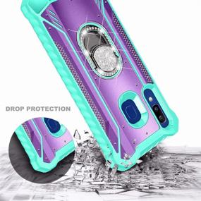 img 3 attached to 📱 E-Began Case for Samsung Galaxy A20, A30/A50/A30s/A50s with Tempered Glass Screen Protector, Aluminum Magnetic Metal Built-in Diamond Ring Stand Holder, Full-Body Protective Phone Case - Teal and Purple