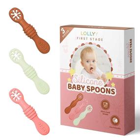 img 4 attached to 🥄 Lolly Baby-Led Weaning Silicone Spoons 3-Pack - First Stage Self-Feeding Baby Spoon Set - Self-Feeding Training Spoons for 6-Month-Olds - Gum-Friendly, BPA-Free, Lead-Free & Phthalate-Free - Plastic-Free Option