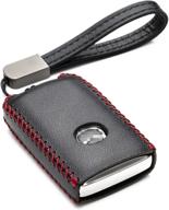 🔑 genuine leather smart key fob case cover protector for mazda 3, mazda 3 hatchback (2019-2022), mazda 6, cx-5, cx-30, cx-9 (2020-2022) - 4-button, black/red logo