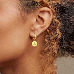 img 2 attached to EGOO&YAMEE Dangle Initial Earrings: Stylish 18K Gold Plated Cubic Zirconia Hoops for Women, Girls & Teens