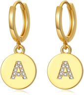 egoo&yamee dangle initial earrings: stylish 18k gold plated cubic zirconia hoops for women, girls & teens logo