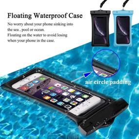 img 2 attached to 📱 RUNDE Waterproof Phone Pouch, 2-Pack Universal Floating Waterproof Case Dry Bag Compatible for iPhone 12 Pro, 11 Pro Max, XS Max, XR, X, 8 Plus, 7 Plus, Galaxy S10, S9, Note 10, Note 9, Google Pixel - Up to 7.0" (Black + Blue)