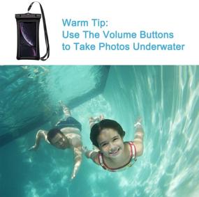 img 1 attached to 📱 RUNDE Waterproof Phone Pouch, 2-Pack Universal Floating Waterproof Case Dry Bag Compatible for iPhone 12 Pro, 11 Pro Max, XS Max, XR, X, 8 Plus, 7 Plus, Galaxy S10, S9, Note 10, Note 9, Google Pixel - Up to 7.0" (Black + Blue)