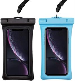 img 4 attached to 📱 RUNDE Waterproof Phone Pouch, 2-Pack Universal Floating Waterproof Case Dry Bag Compatible for iPhone 12 Pro, 11 Pro Max, XS Max, XR, X, 8 Plus, 7 Plus, Galaxy S10, S9, Note 10, Note 9, Google Pixel - Up to 7.0" (Black + Blue)