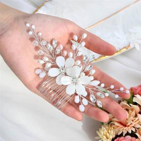 img 3 attached to Stunning Silver Opal Bridal Hair Comb: Gorais Flower Bride Wedding Hairpiece with Pearl Accents - Ideal Hair Accessories for Women and Girls