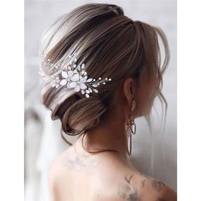 img 1 attached to Stunning Silver Opal Bridal Hair Comb: Gorais Flower Bride Wedding Hairpiece with Pearl Accents - Ideal Hair Accessories for Women and Girls