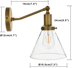 img 3 attached to Permo Industrial Vintage Slope Pole Wall Mount Single Sconce: Elegant Antique Light Fixture with Clear Glass Shade