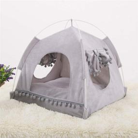 img 1 attached to 🐱 NIBESSER Cat Teepee Tent, Indoor Cat Bed, Small Cat Bed Cave, Folding Pet Teepee Tent for Cats, Cute and Comfy Kitten and Puppy Bed, Cat House with Removable Washable Cushion Pillow