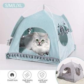 img 3 attached to 🐱 NIBESSER Cat Teepee Tent, Indoor Cat Bed, Small Cat Bed Cave, Folding Pet Teepee Tent for Cats, Cute and Comfy Kitten and Puppy Bed, Cat House with Removable Washable Cushion Pillow