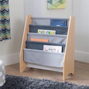 img 2 attached to Enhance Kids' Reading Adventures with KidKraft Wood and Canvas Sling Bookshelf - Gray &amp; Natural, Perfect Gift for Ages 3+