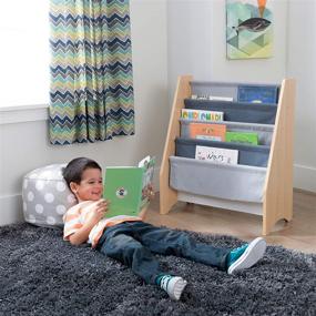 img 3 attached to Enhance Kids' Reading Adventures with KidKraft Wood and Canvas Sling Bookshelf - Gray &amp; Natural, Perfect Gift for Ages 3+