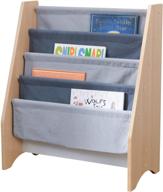 enhance kids' reading adventures with kidkraft wood and canvas sling bookshelf - gray &amp; natural, perfect gift for ages 3+ logo