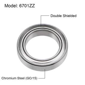 img 3 attached to Uxcell 6701ZZ Groove Bearings Shielded