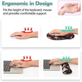 img 3 attached to 🖥️ MoKo Keyboard Wrist Rest Pad and Mouse Pad Wrist Support - Ergonomic Memory Foam for Pain Relief in Office, Computer, Laptop, Typist, Gamer - Black with Peony Design