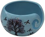 🎁 abhandicrafts 7" family tree with birds ceramic yarn bowl knitting bowl, crochet for moms - perfect gift for moms, dads, and grandmothers on any occasion logo