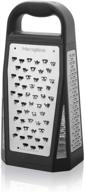 microplane elite multi-purpose box grater - five grating surfaces, including fine, coarse, ribbon, ultra-coarse, and slicing logo