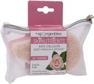 🧽 spongeables skinutrients spa cellulite massager: anticellulite body wash sponge with 20+ washes, moisturizer, exfoliator - pink, english rose scent, 1 ounce logo